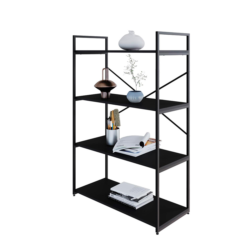 Estante com 4 Prateleiras Brooklyn Preta 80 cm