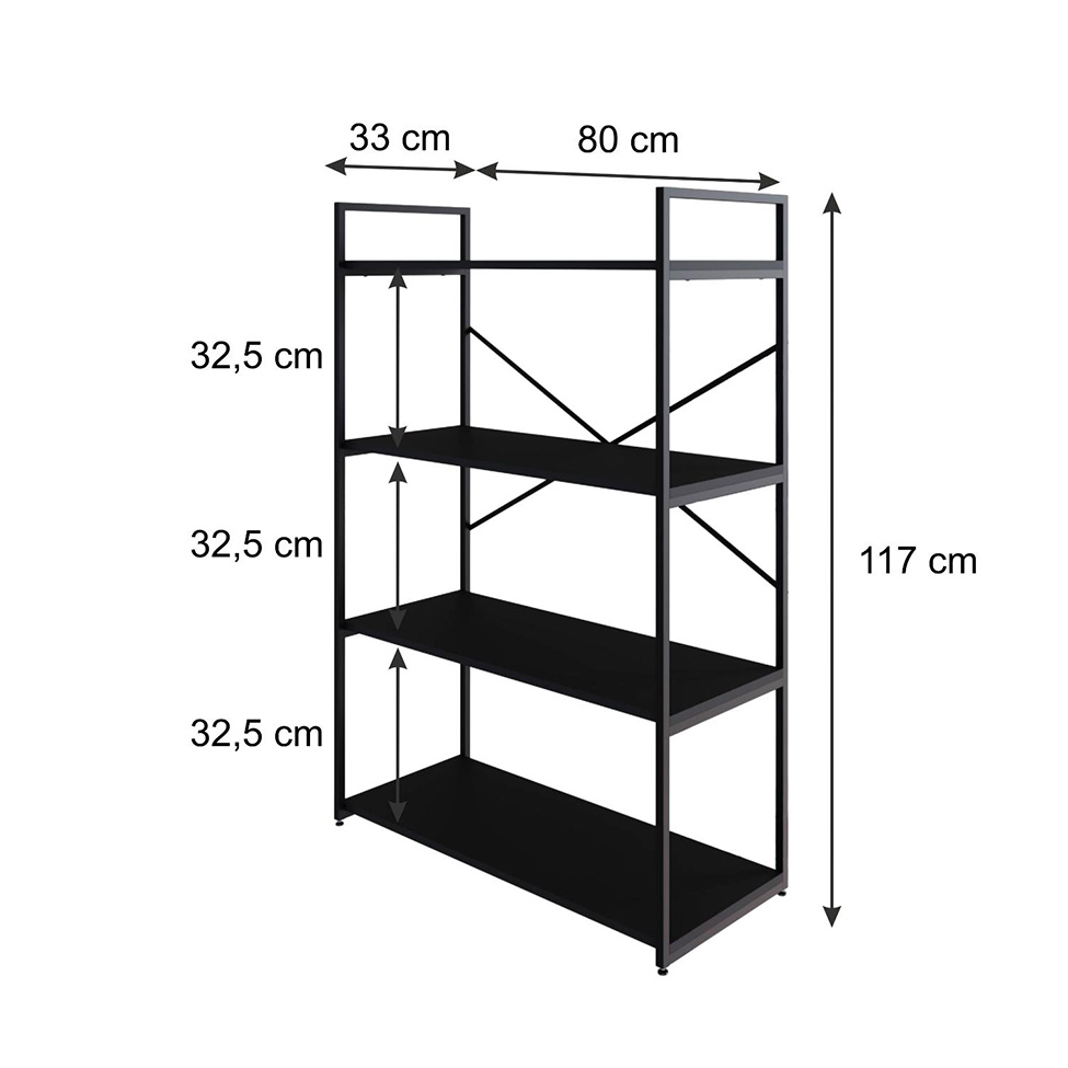 Estante com 4 Prateleiras Brooklyn Preta 80 cm