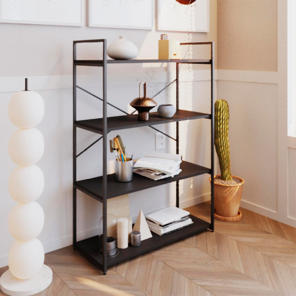 Estante com 4 Prateleiras Brooklyn Preta 80 cm