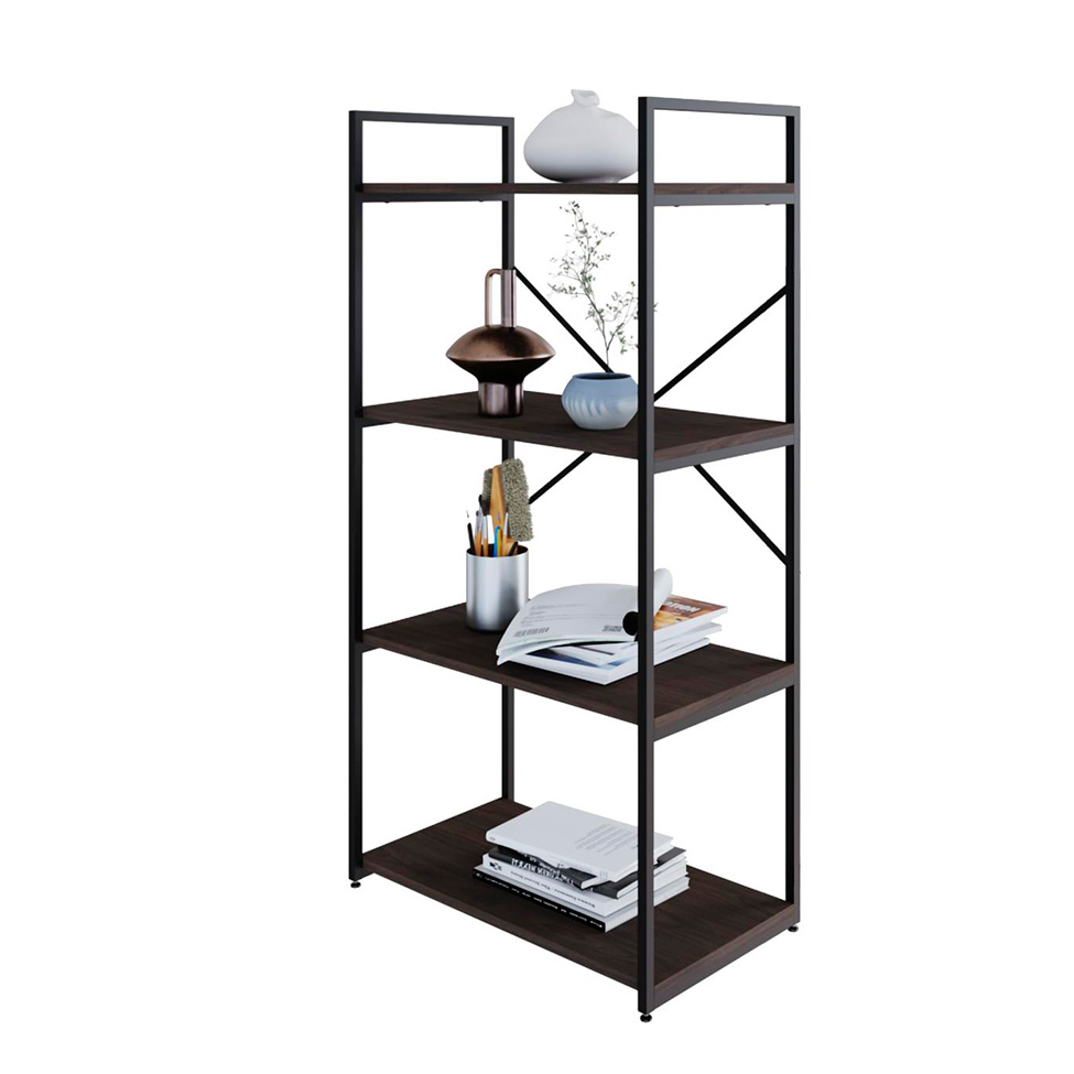 Estante com 4 Prateleiras Brooklyn Terracota e Preta 60 cm