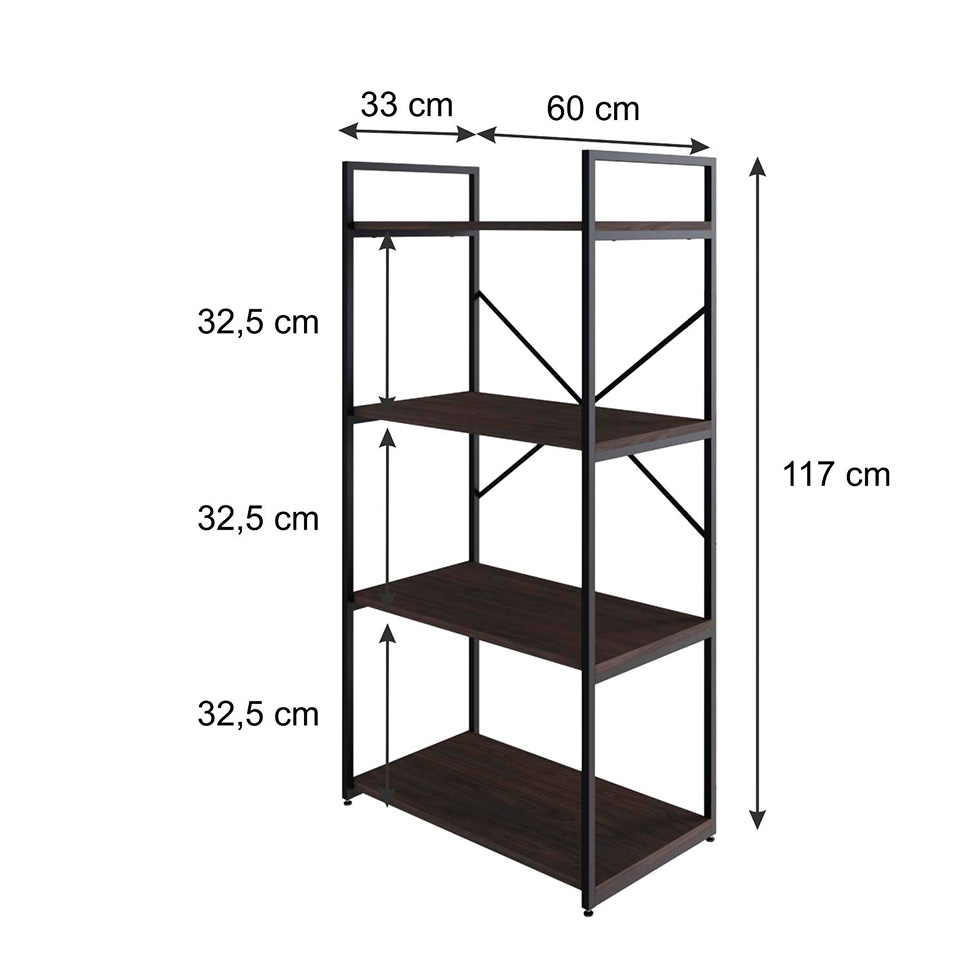 Estante com 4 Prateleiras Brooklyn Terracota e Preta 60 cm