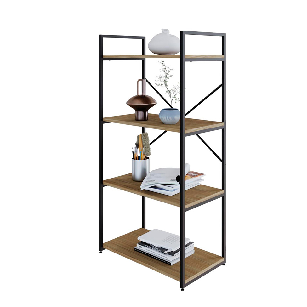 Estante com 4 Prateleiras Brooklyn Vermont e Preta 60 cm