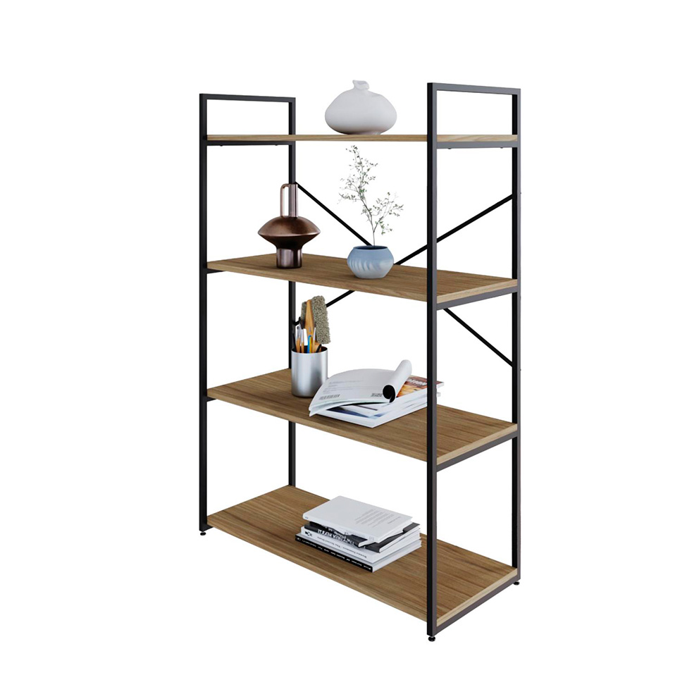 Estante com 4 Prateleiras Brooklyn Vermont e Preta 80 cm