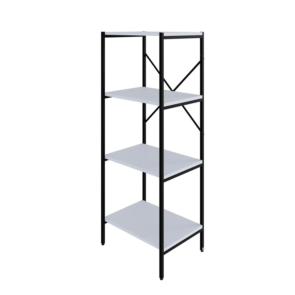 Estante com 4 Prateleiras Tub Branca e Preta 45 cm