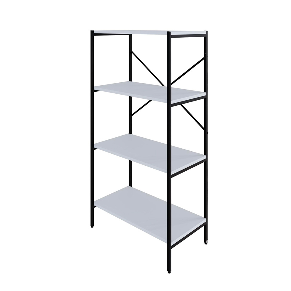 Estante com 4 Prateleiras Tub Branca e Preta 60 cm