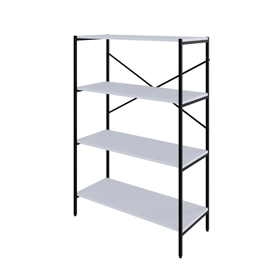 Estante com 4 Prateleiras Tub Branca e Preta 80 cm