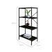 Estante com 4 Prateleiras Tub Carvalho Dark e Preta 60 cm