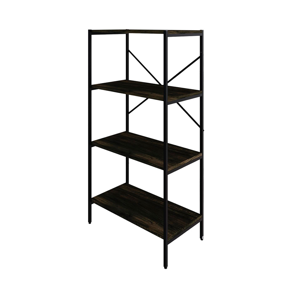 Estante com 4 Prateleiras Tub Carvalho Dark e Preta 60 cm