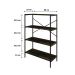 Estante com 4 Prateleiras Tub Carvalho Dark e Preta 80 cm