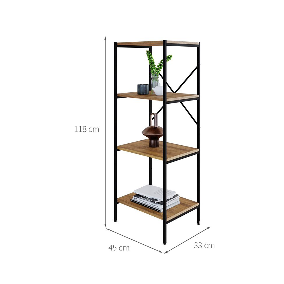 Estante com 4 Prateleiras Tub Mel e Preta 45 cm