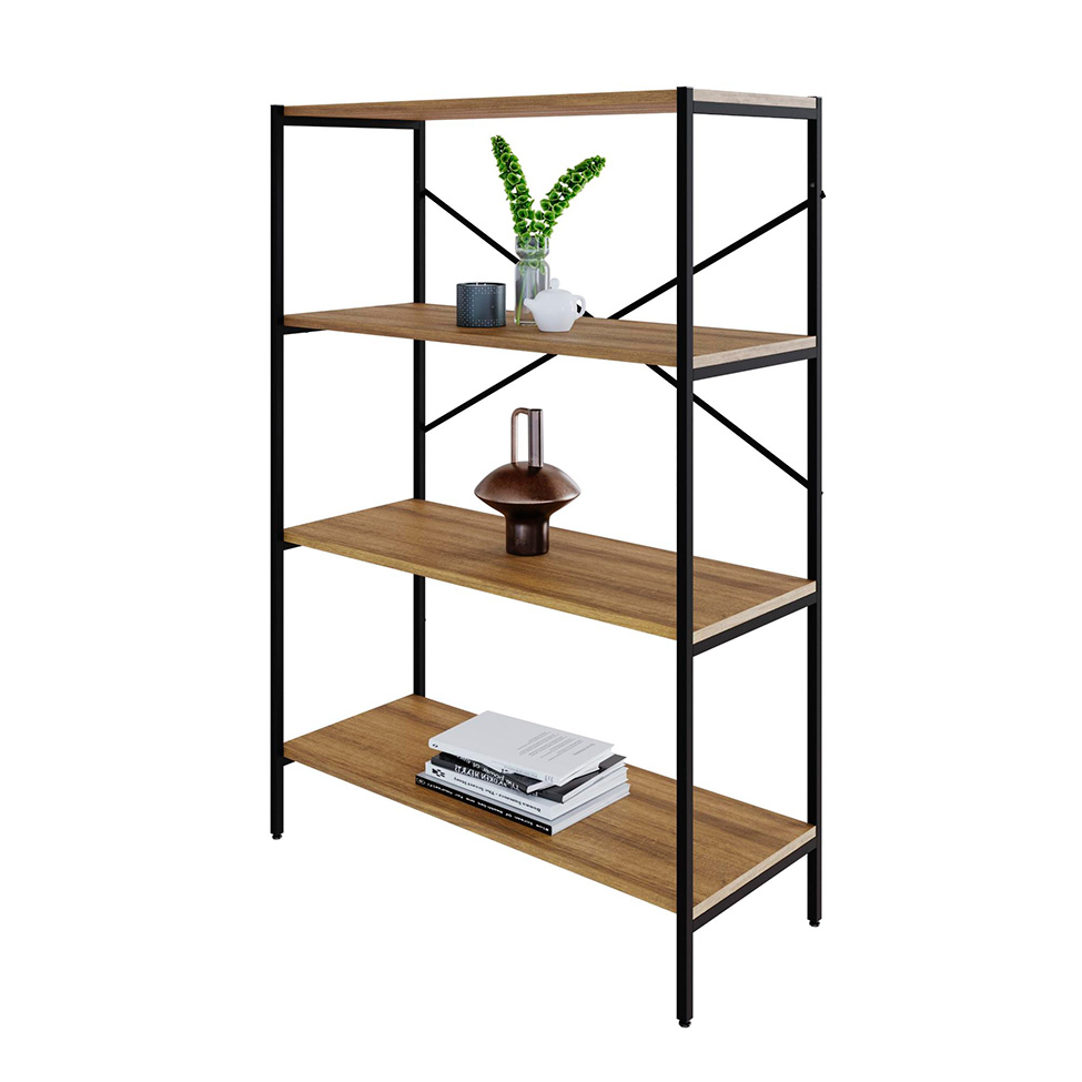 Estante com 4 Prateleiras Tub Mel e Preta 80 cm