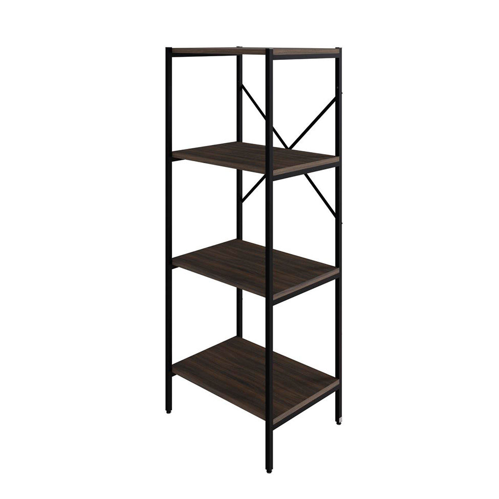 Estante com 4 Prateleiras Tub Nogal e Preta 45 cm