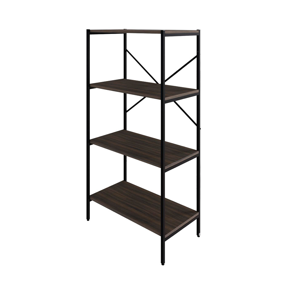 Estante com 4 Prateleiras Tub Nogal e Preta 60 cm