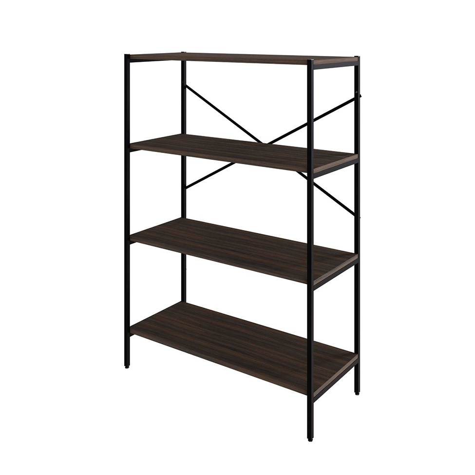 Estante com 4 Prateleiras Tub Nogal e Preta 80 cm