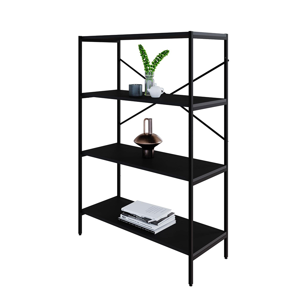 Estante com 4 Prateleiras Tub Preta 80 cm
