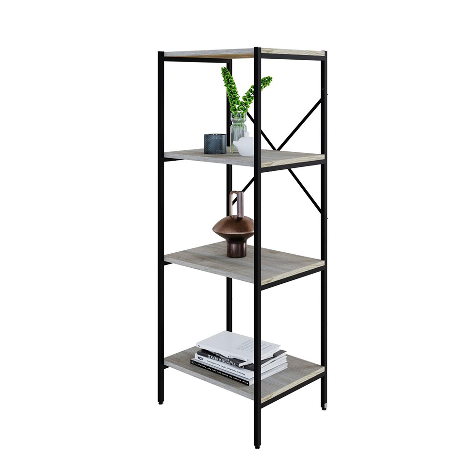 Estante com 4 Prateleiras Tub Snow e Preta 45 cm