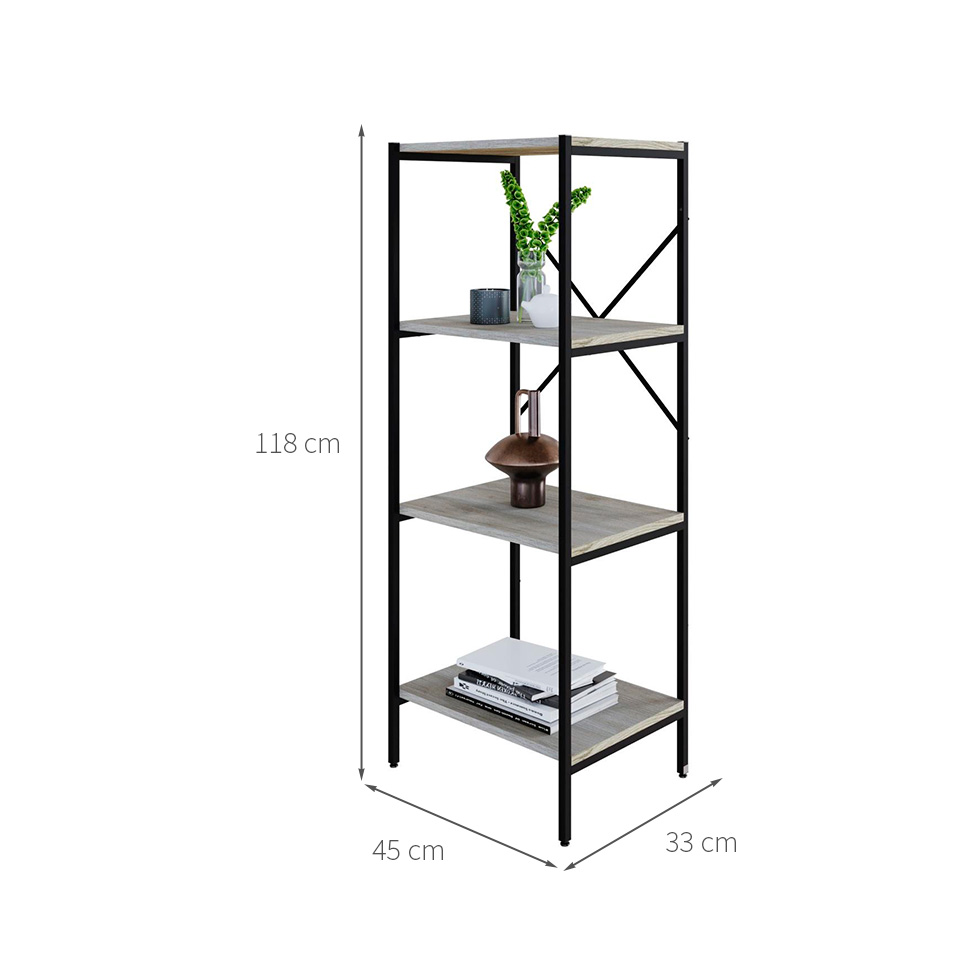 Estante com 4 Prateleiras Tub Snow e Preta 45 cm
