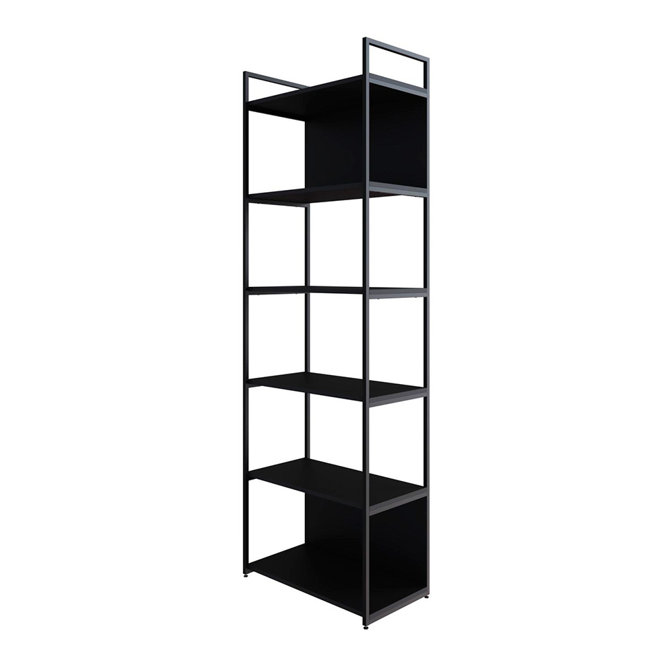 Estante com 4 Prateleiras e 2 Nichos Brooklyn Preta 60 cm