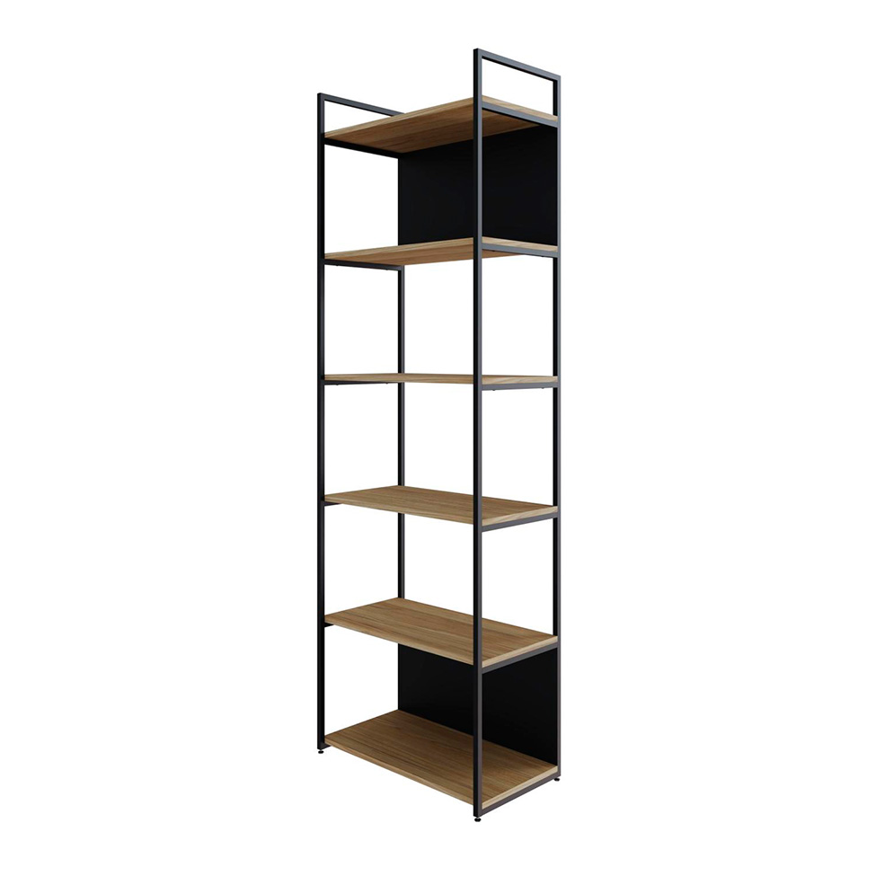 Estante com 4 Prateleiras e 2 Nichos Brooklyn Vermont e Preta 60 cm