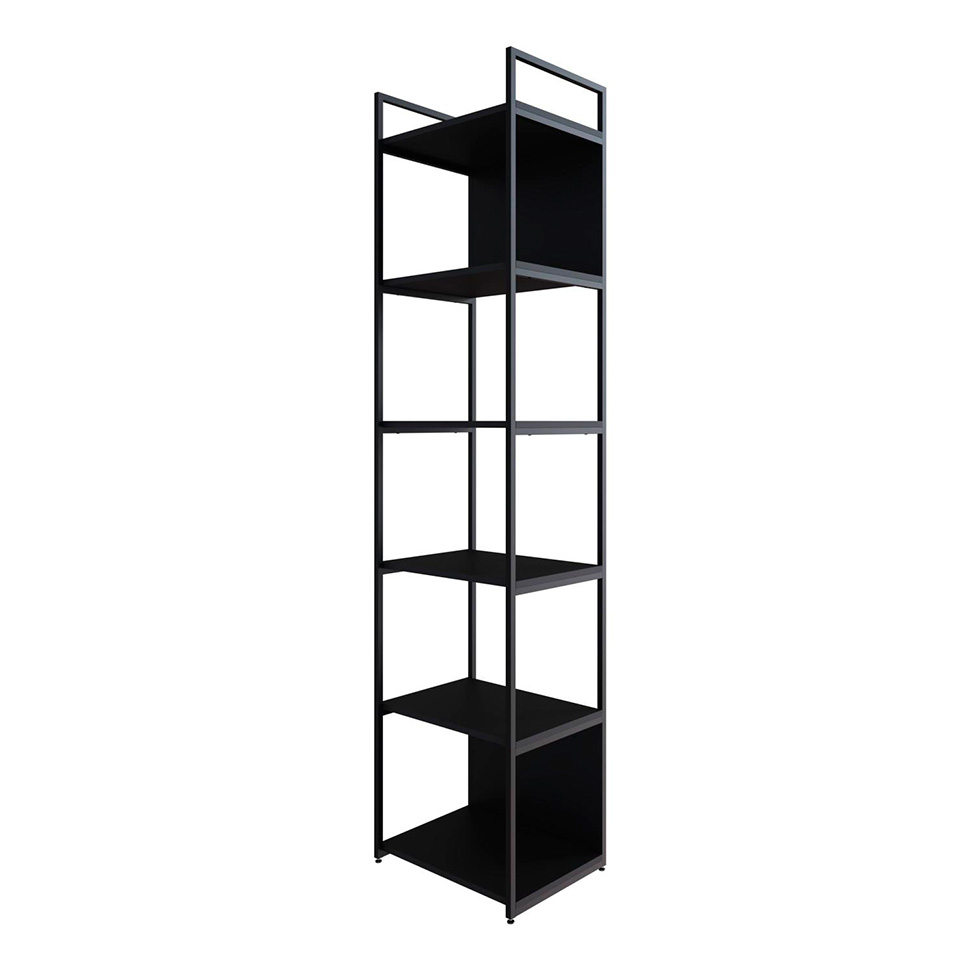 Estante com 4 Prateleiras e 2 Nichos Nicho Brooklyn Preta 45 cm