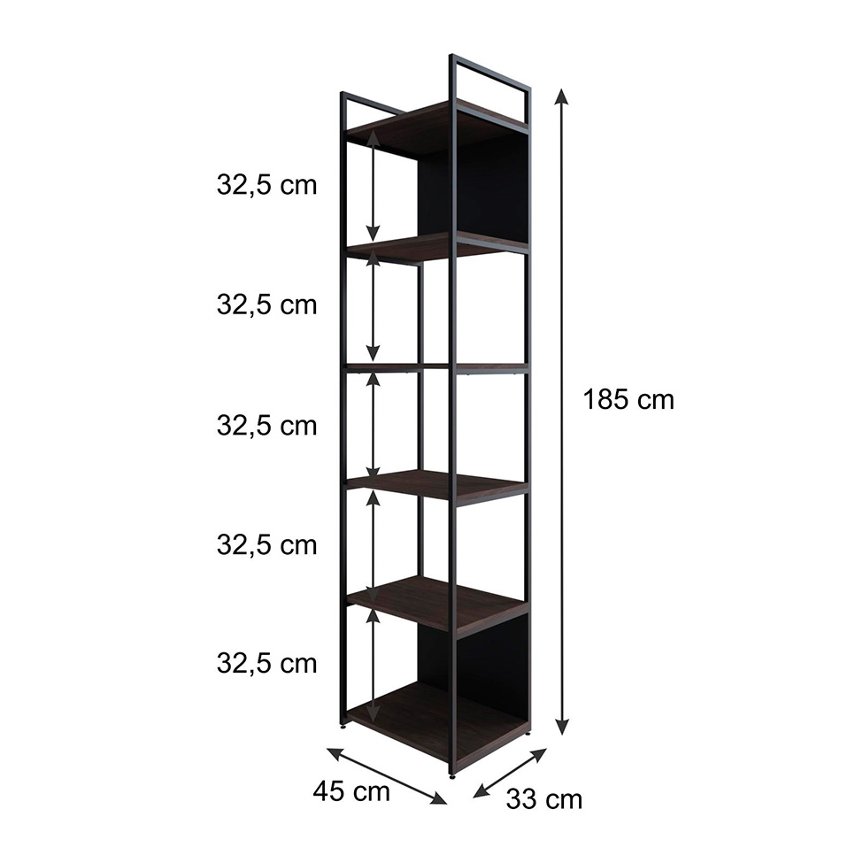 Estante com 4 Prateleiras e 2 Nichos Nicho Brooklyn Terracota e Preta 45 cm