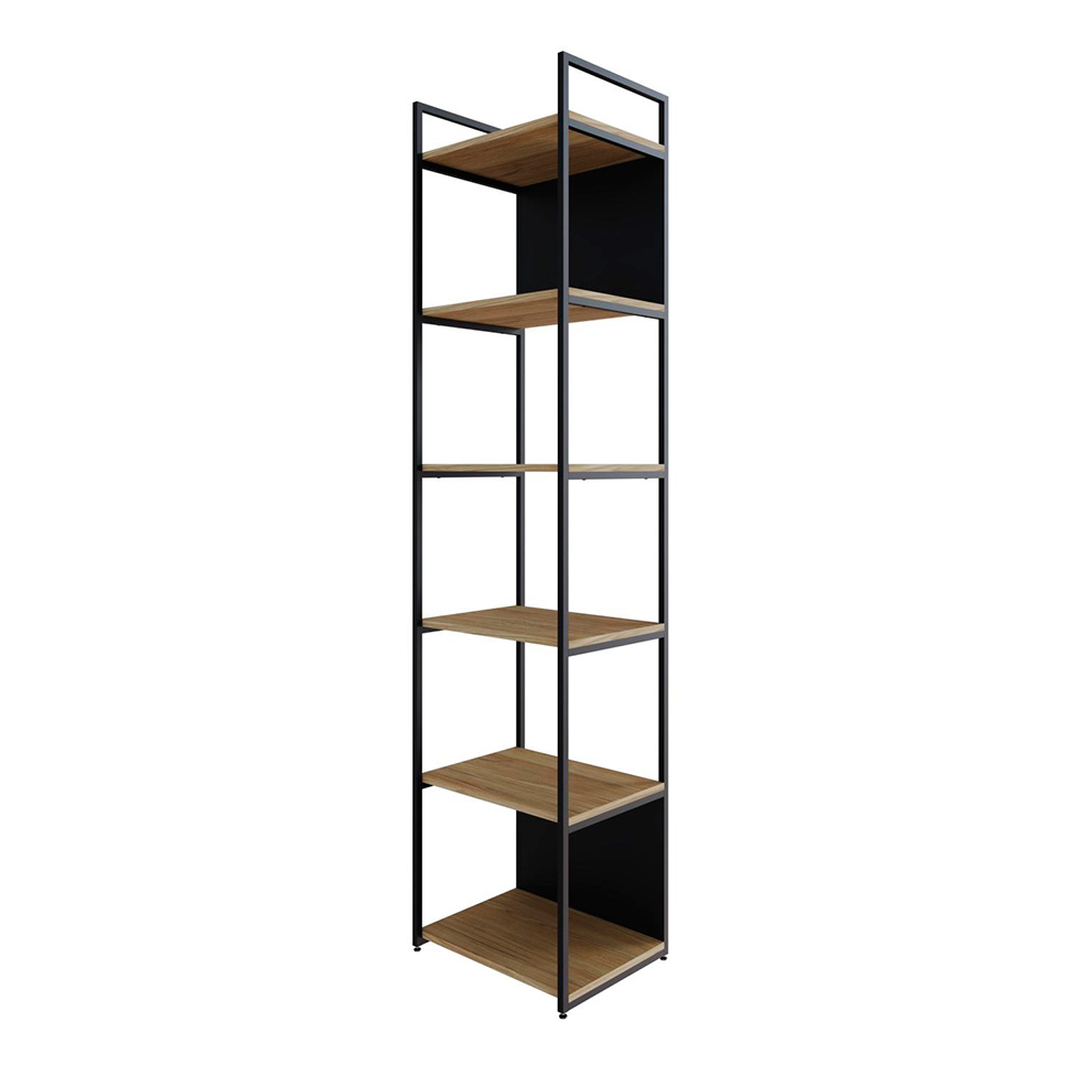 Estante com 4 Prateleiras e 2 Nichos Nicho Brooklyn Vermont e Preta 45 cm