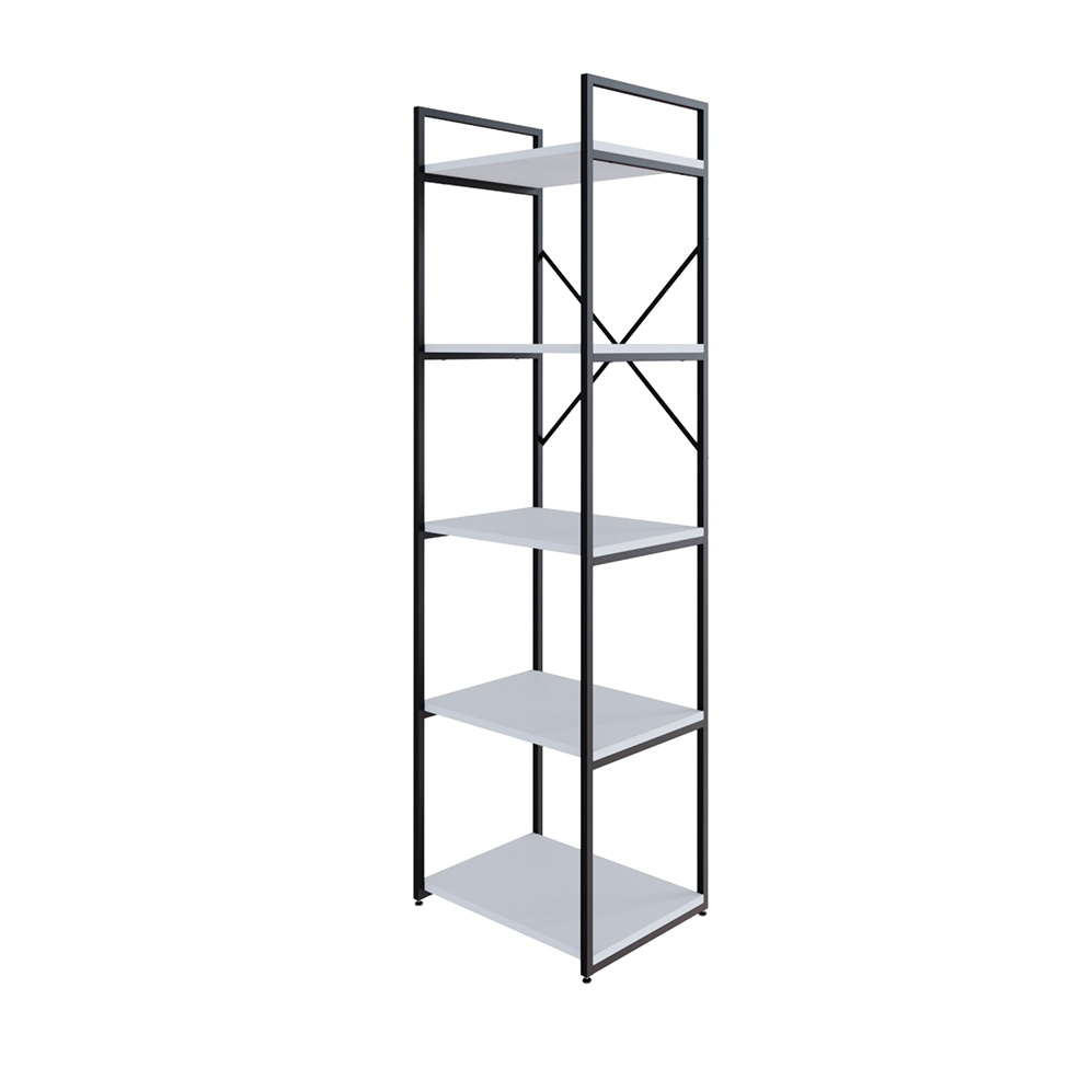 Estante com 5 Prateleiras Brooklyn Branca e Preta 45 cm