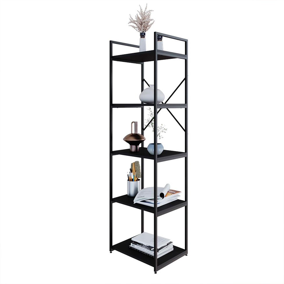 Estante com 5 Prateleiras Brooklyn Preta 45 cm