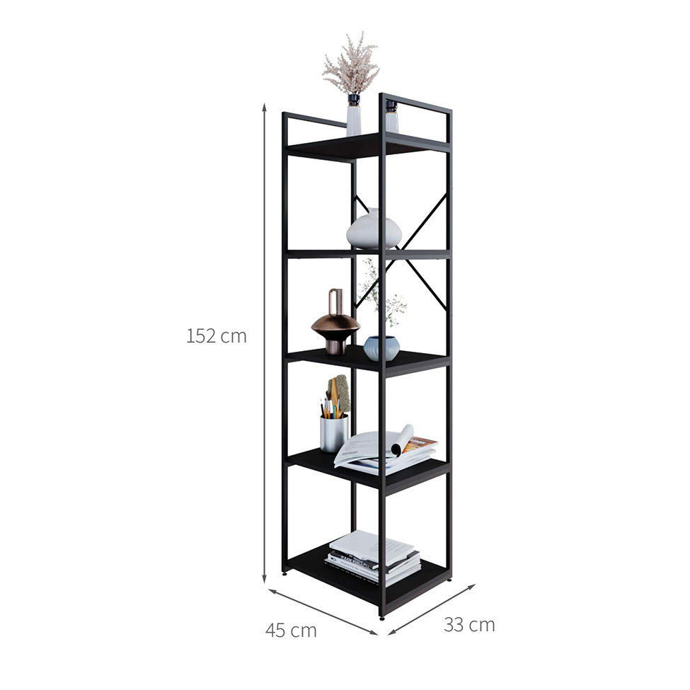 Estante com 5 Prateleiras Brooklyn Preta 45 cm