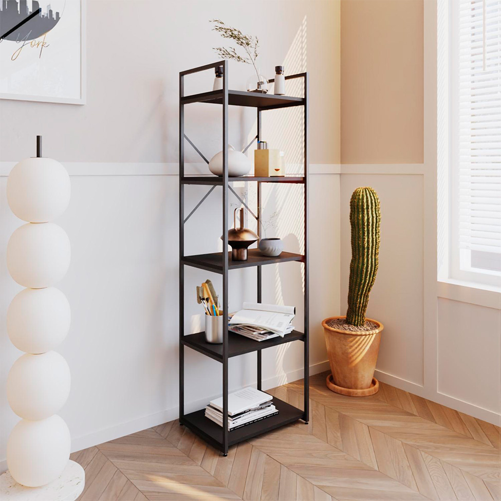 Estante com 5 Prateleiras Brooklyn Preta 45 cm