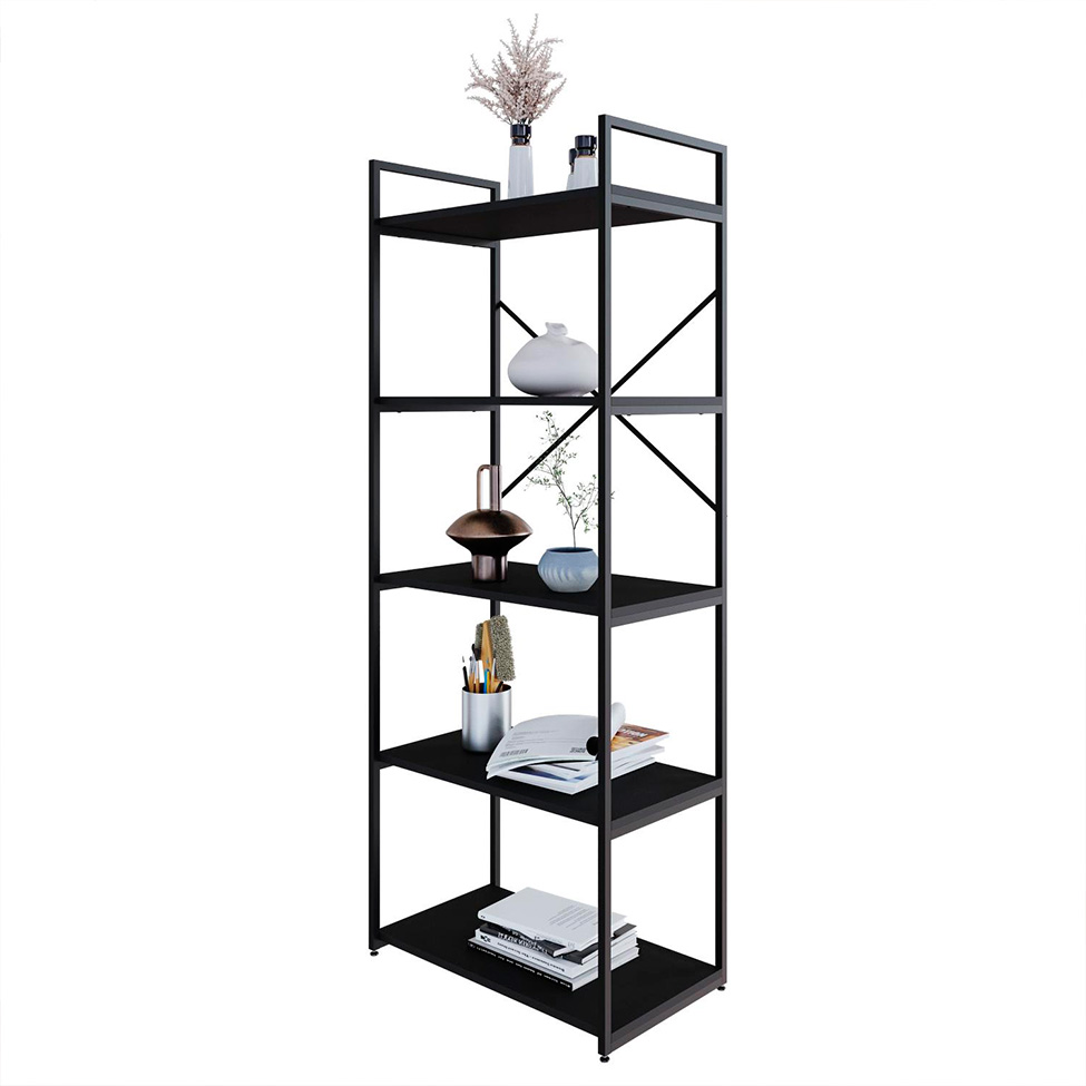 Estante com 5 Prateleiras Brooklyn Preta 60 cm