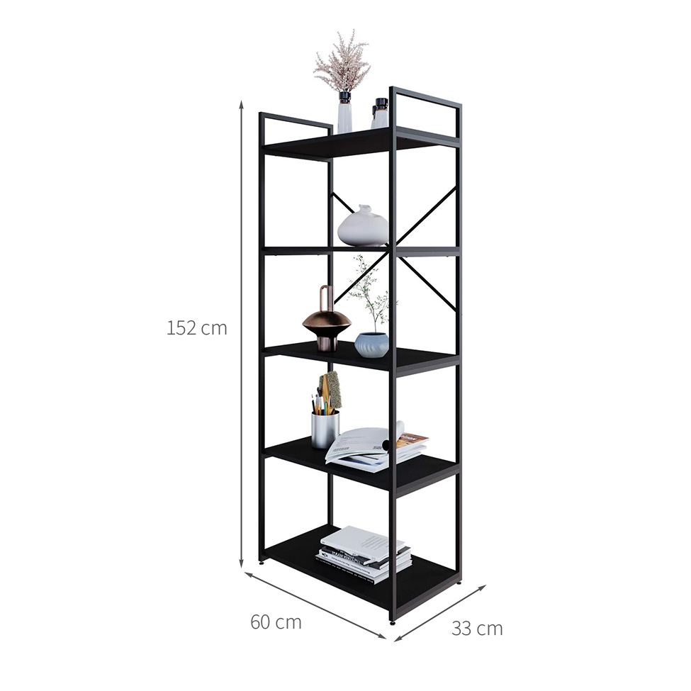 Estante com 5 Prateleiras Brooklyn Preta 60 cm
