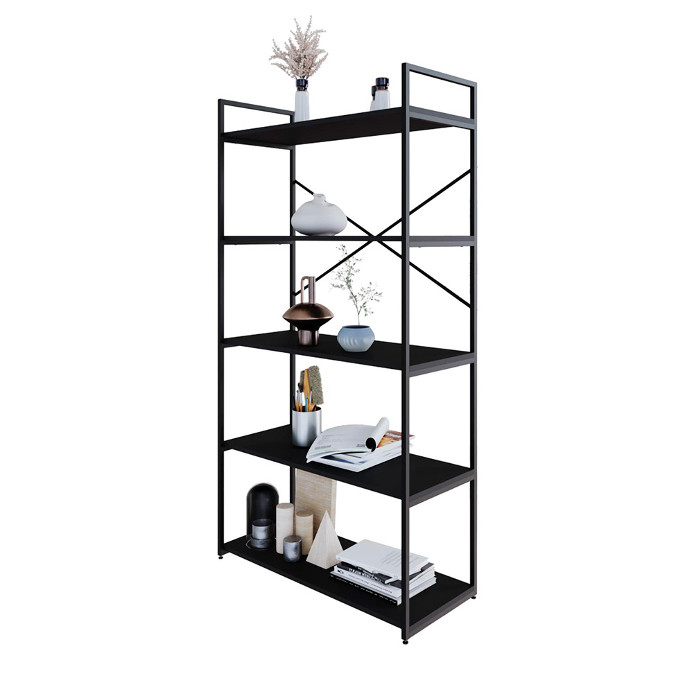 Estante com 5 Prateleiras Brooklyn Preta 80 cm