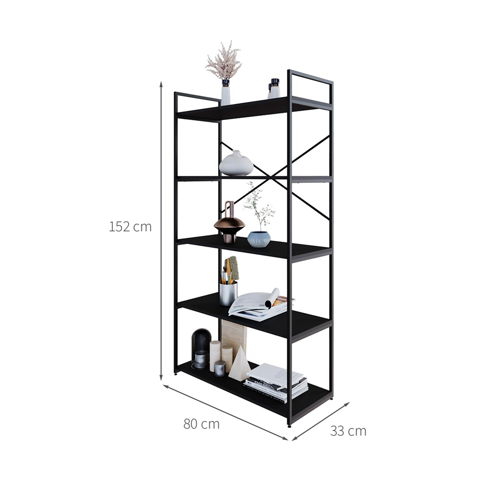Estante com 5 Prateleiras Brooklyn Preta 80 cm