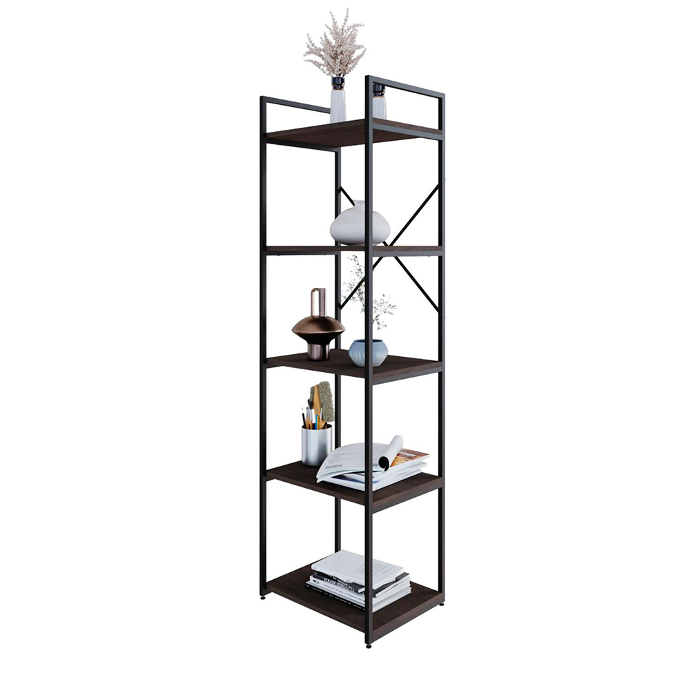 Estante com 5 Prateleiras Brooklyn Terracota e Preta 45 cm