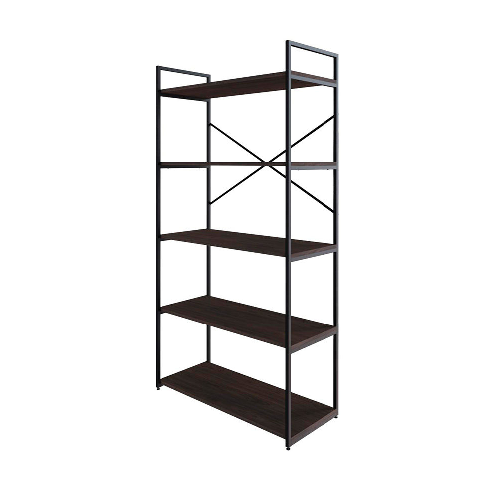 Estante com 5 Prateleiras Brooklyn Terracota e Preta 80 cm