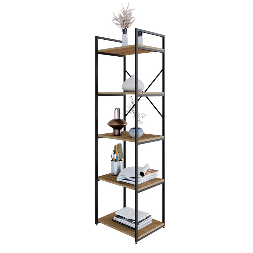 Estante com 5 Prateleiras Brooklyn Vermont e Preta 45 cm