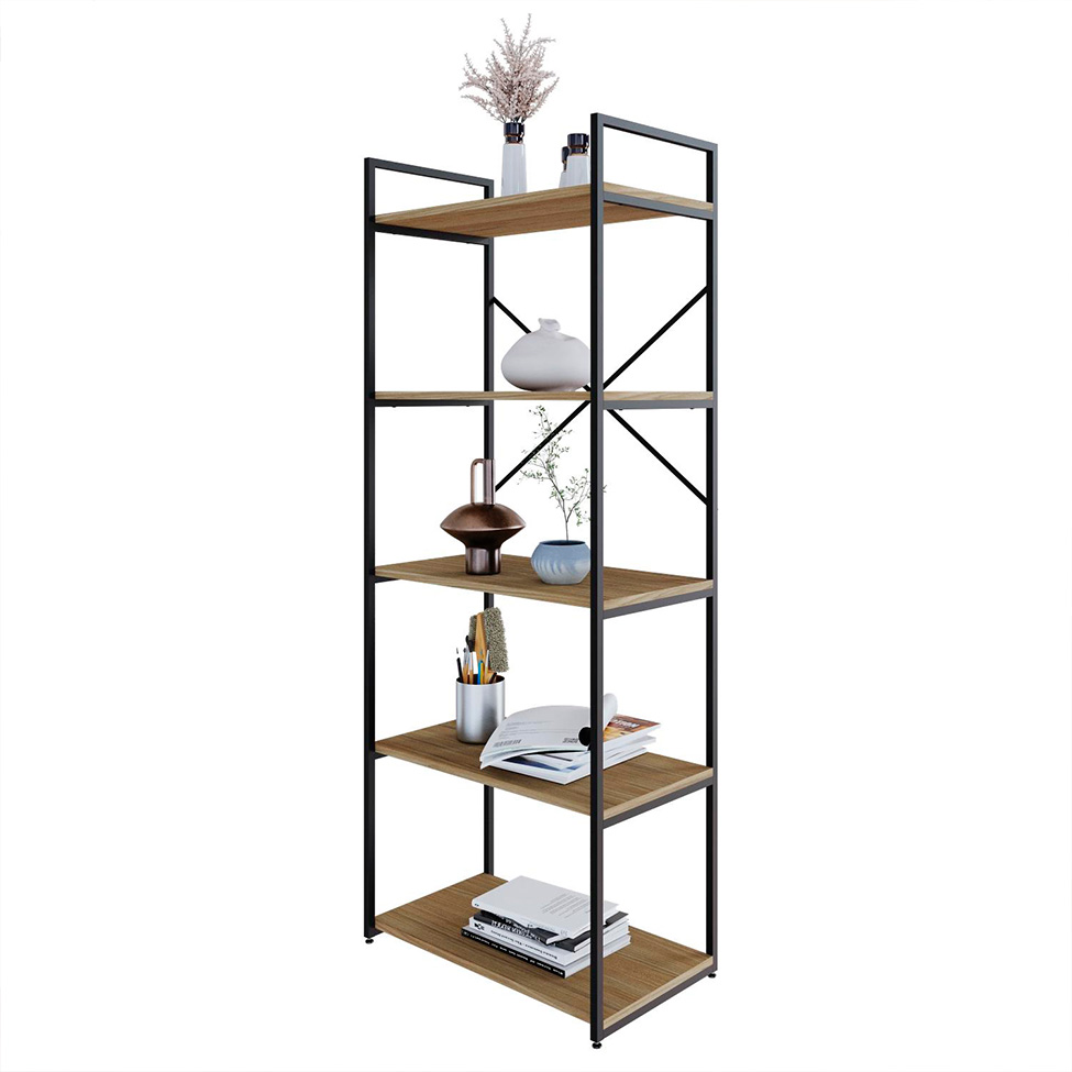 Estante com 5 Prateleiras Brooklyn Vermont e Preta 60 cm