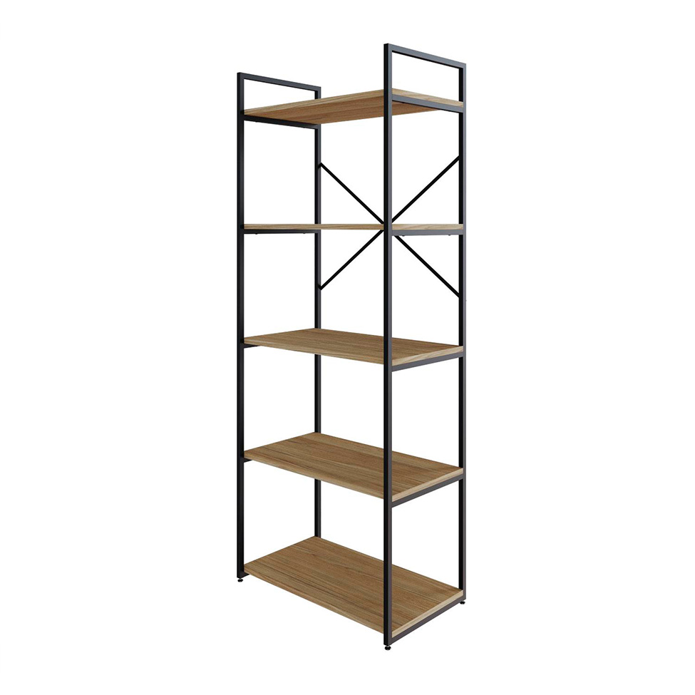 Estante com 5 Prateleiras Brooklyn Vermont e Preta 60 cm