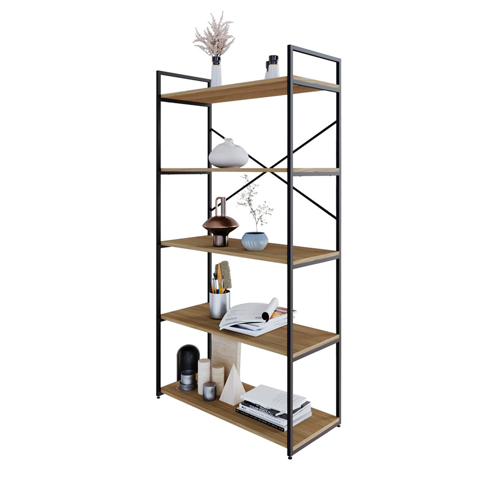 Estante com 5 Prateleiras Brooklyn Vermont e Preta 80 cm