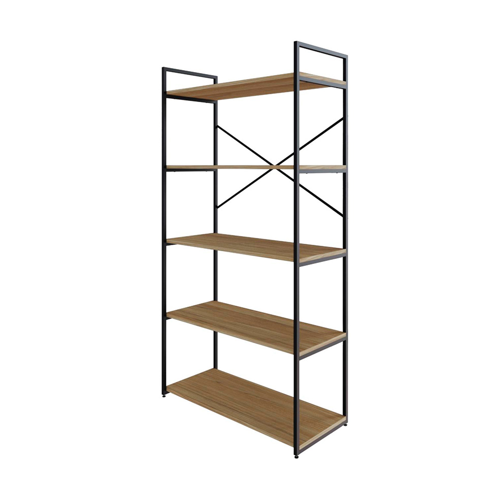 Estante com 5 Prateleiras Brooklyn Vermont e Preta 80 cm