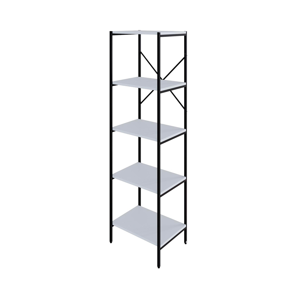Estante com 5 Prateleiras Tub Branca e Preta 45 cm