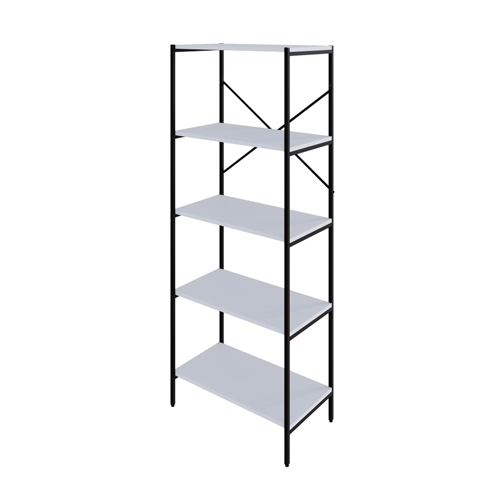Estante com 5 Prateleiras Tub Branca e Preta 60 cm
