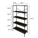 Estante com 5 Prateleiras Tub Carvalho Dark e Preta 80 cm