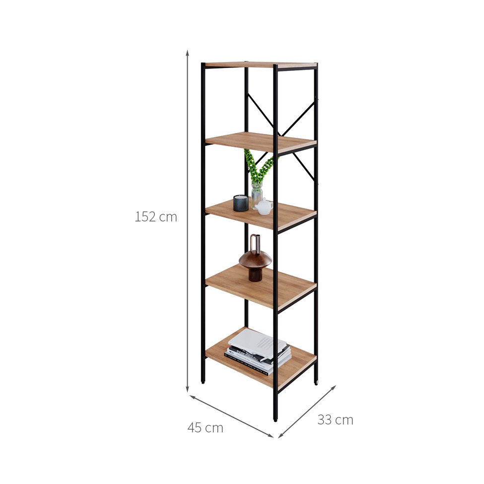 Estante com 5 Prateleiras Tub Mel e Preta 45 cm