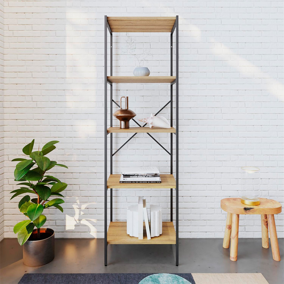 Estante com 5 Prateleiras Tub Mel e Preta 45 cm