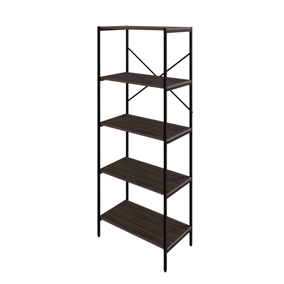 Estante com 5 Prateleiras Tub Nogal e Preta 60 cm