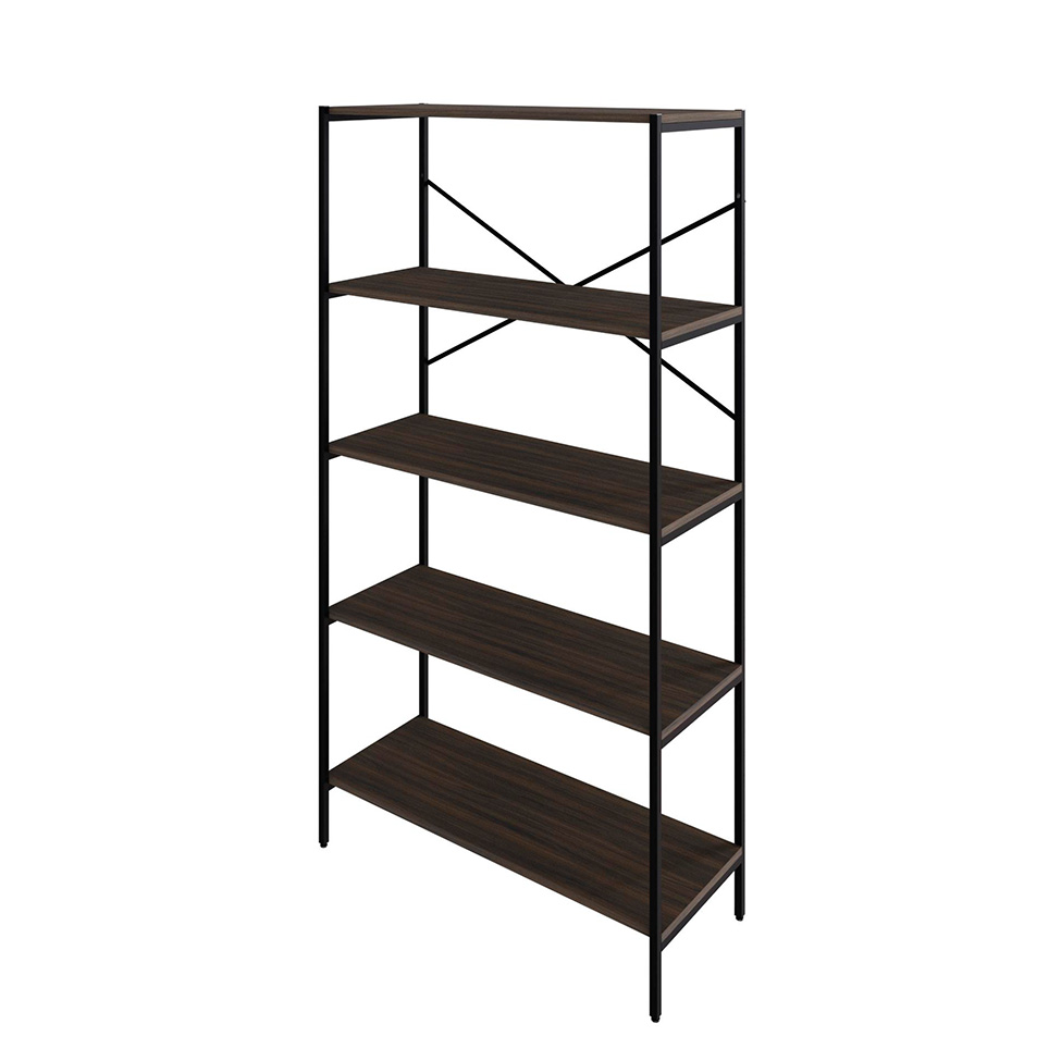 Estante com 5 Prateleiras Tub Nogal e Preta 80 cm