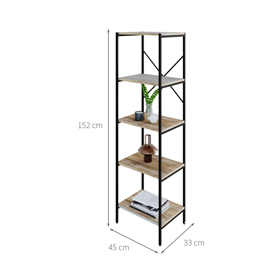 Estante com 5 Prateleiras Tub Snow e Preta 45 cm