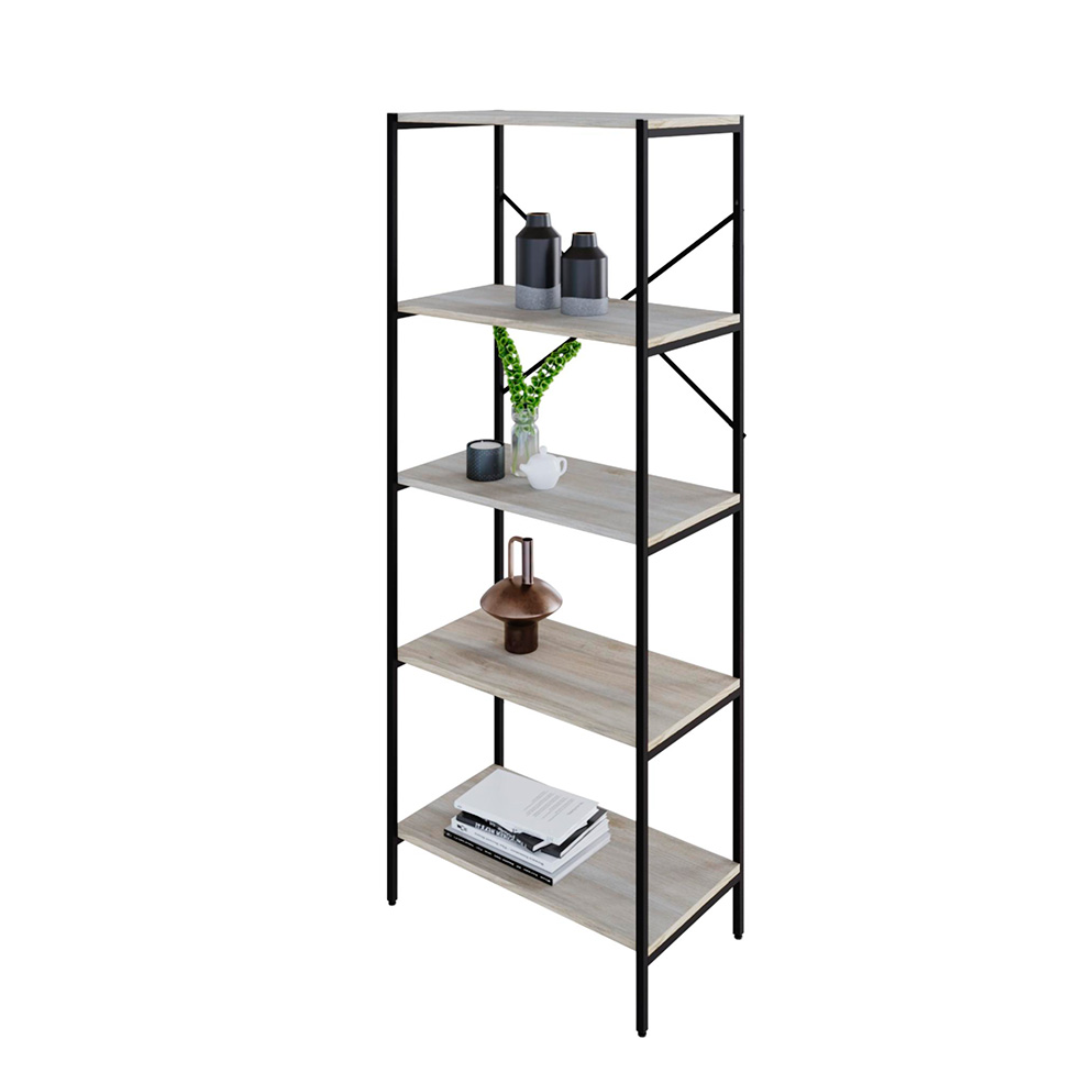 Estante com 5 Prateleiras Tub Snow e Preta 60 cm